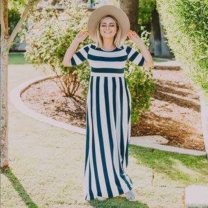 Wren and ivory blue and white maxi dress medium